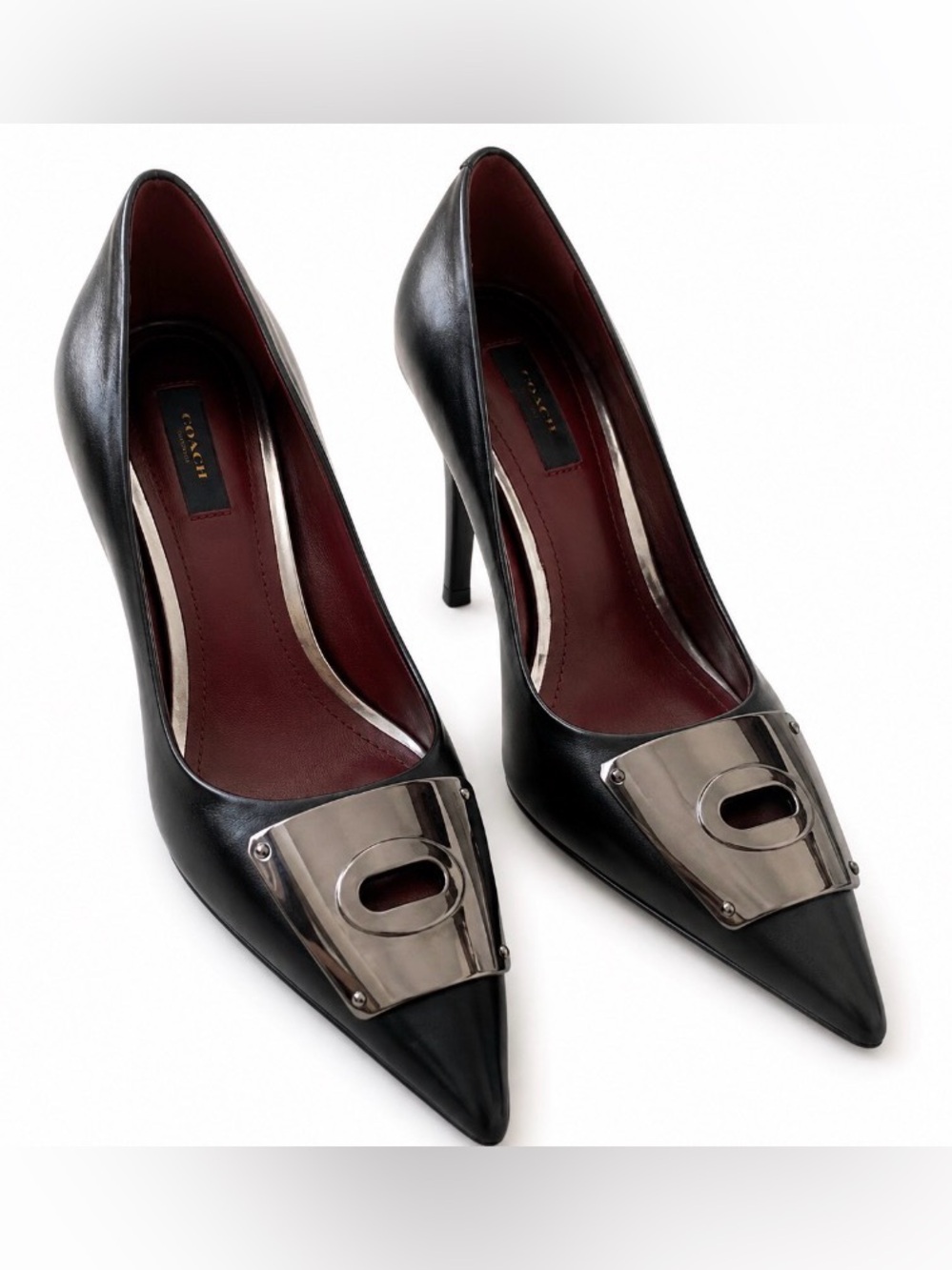 COACH Black Leather Pointed-Toe Pumps – Size 7.5 B